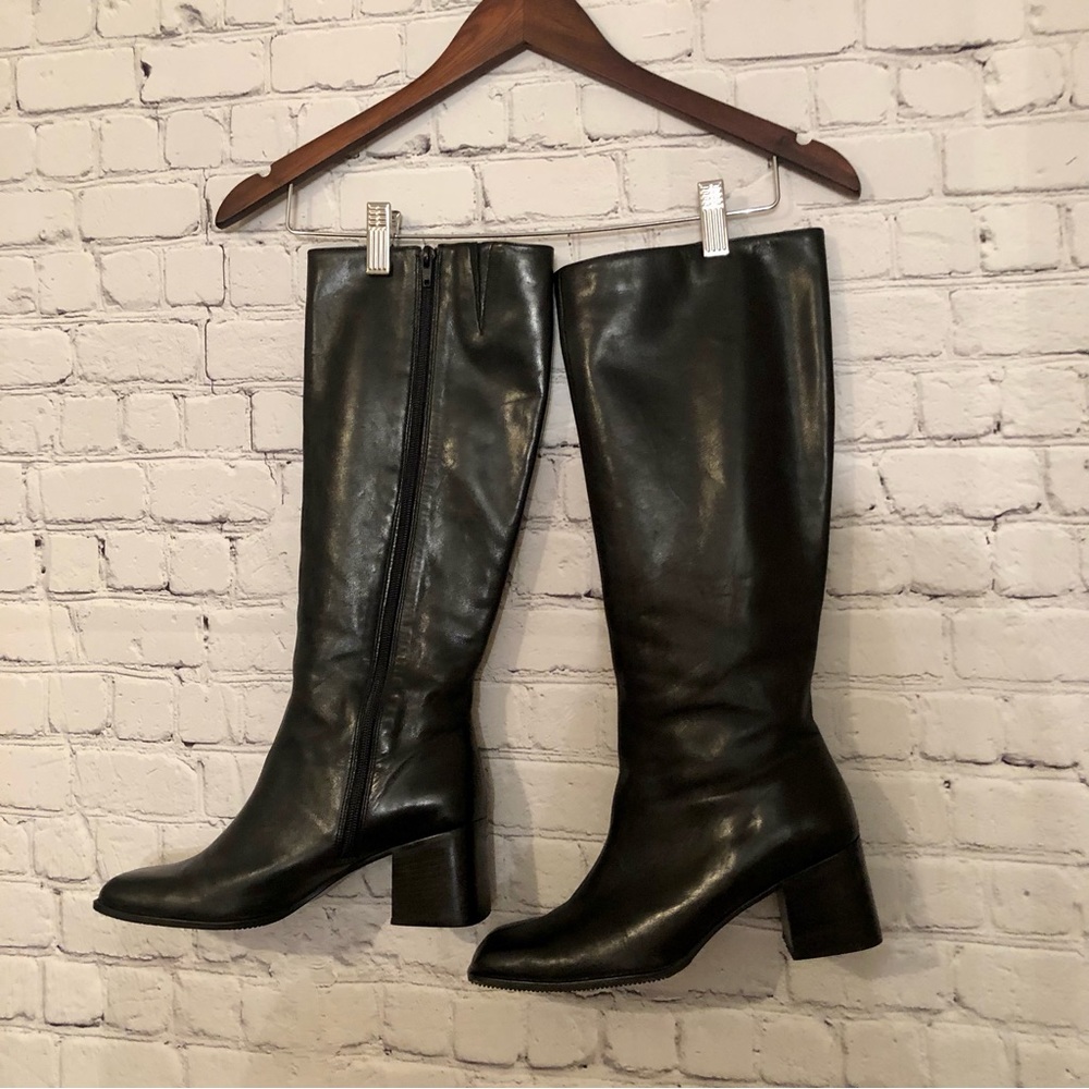 Square Toe Knee High Leather Boots
